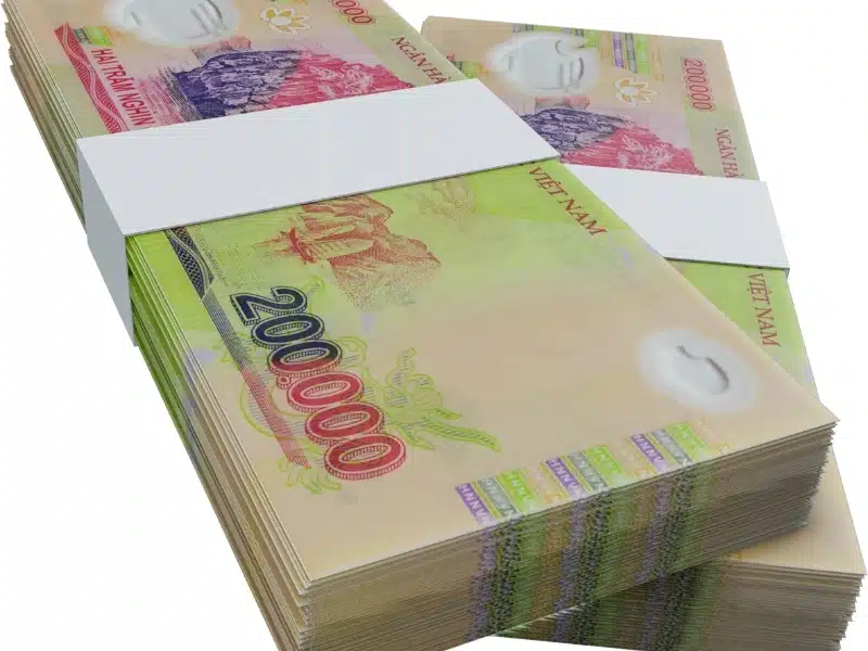 Two wads of Vietnamese money