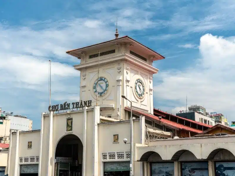 Exterior of a colonial era market building in Ho Chi Minh