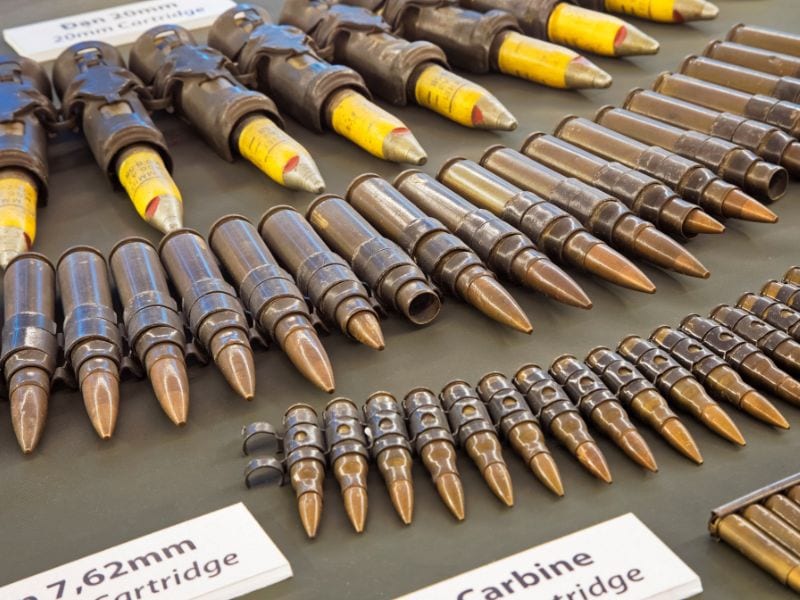 Rows of bullets on display in a war museum in Ho Chi Minh